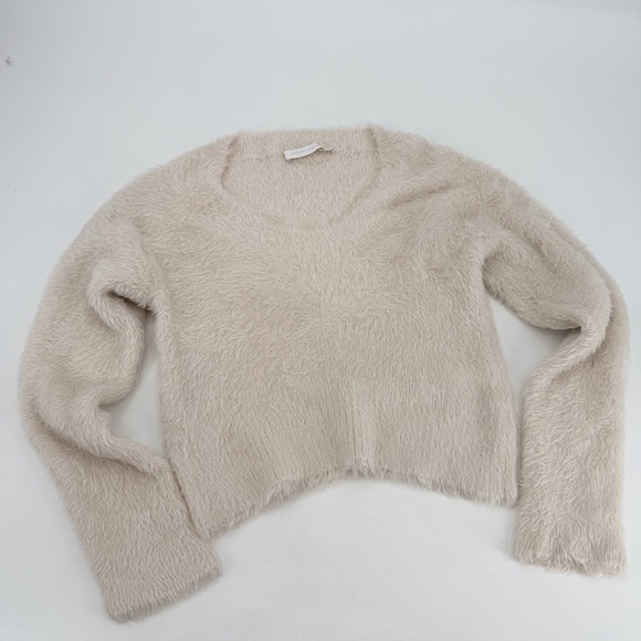 Jonathan Simkhai Eyelash Scoop Neck Ivory Sweater Small - Picture 1 of 4
